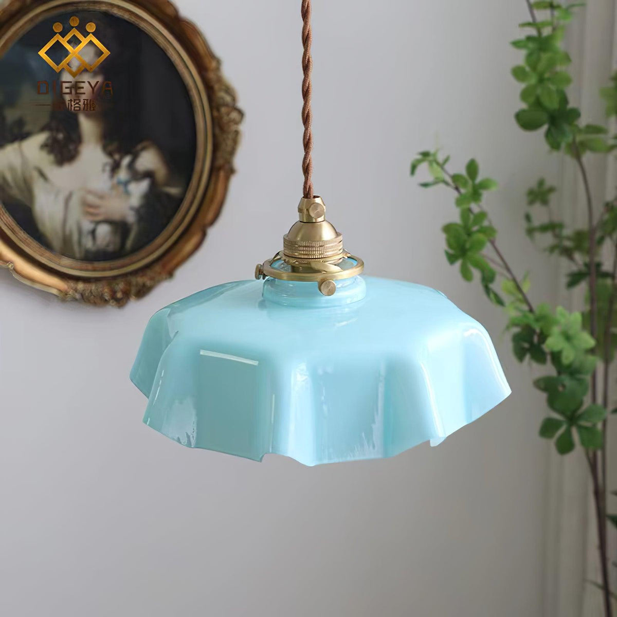 Civen lampă suspendată, rustică, cu margine ondulată
