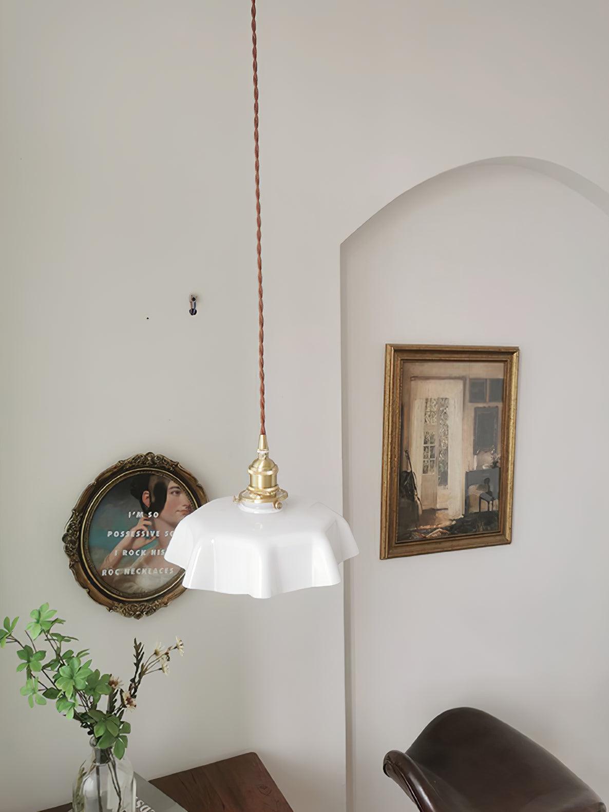 Liorivora lampă suspendată, franceză, cu flori, pentru sufragerie