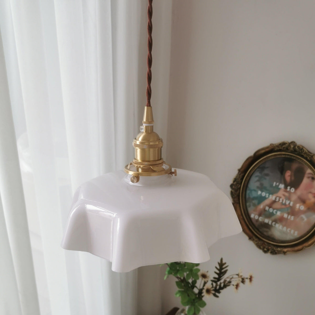 Civen lampă suspendată, rustică, cu margine ondulată