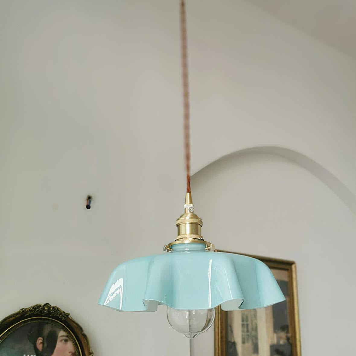 Civen lampă suspendată, rustică, cu margine ondulată