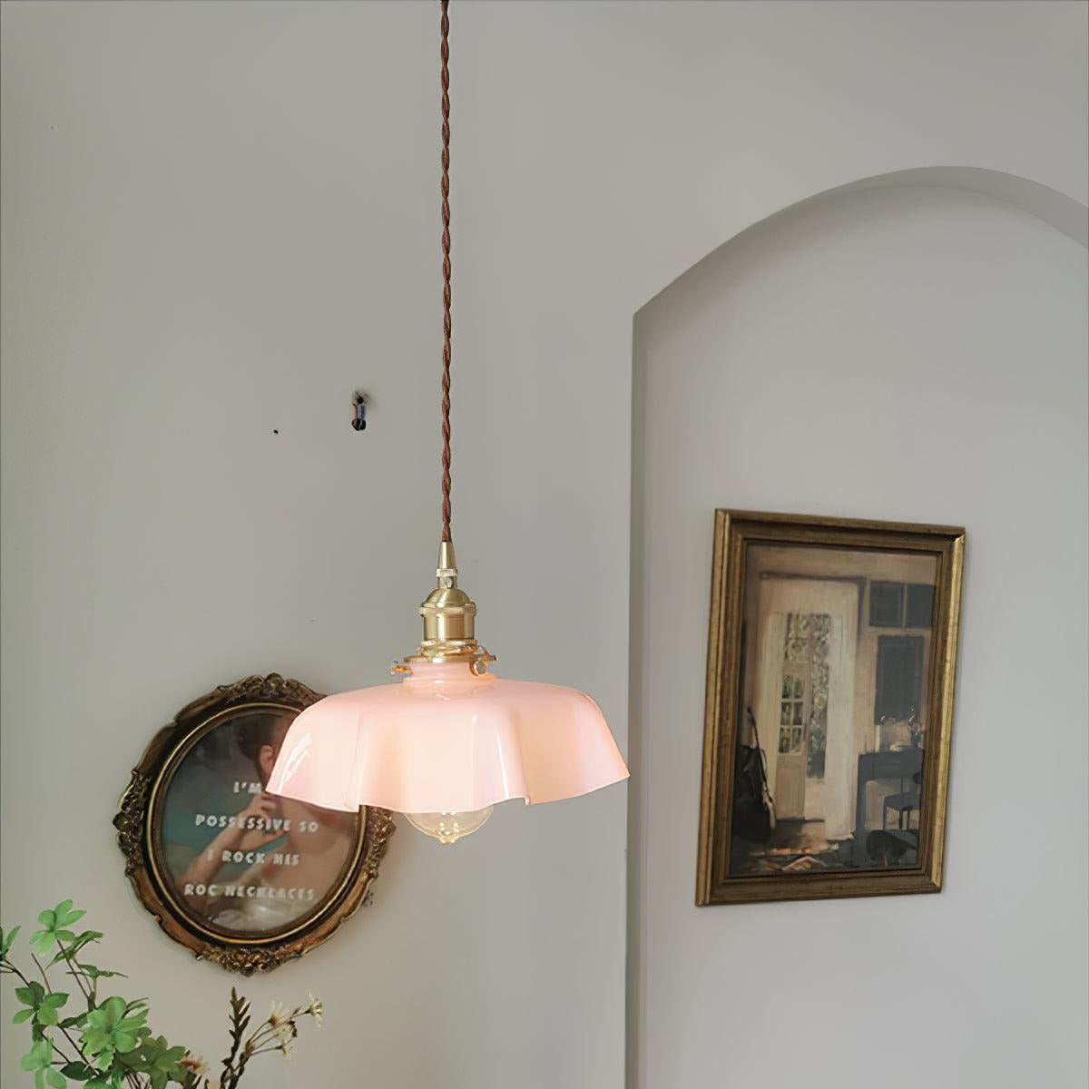 Civen lampă suspendată, rustică, cu margine ondulată