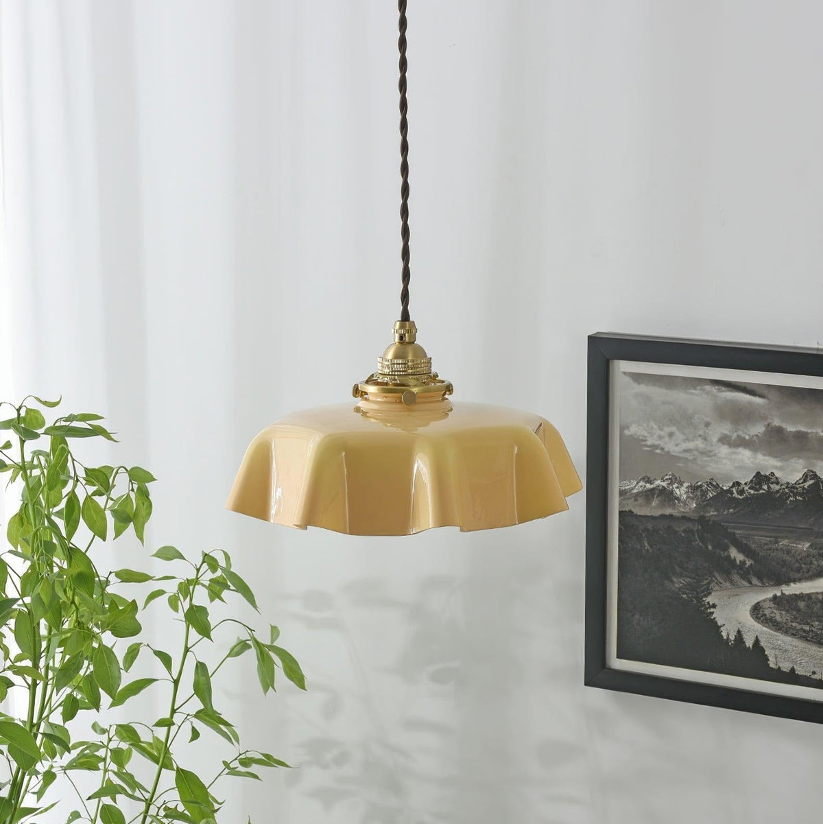 Civen lampă suspendată, rustică, cu margine ondulată