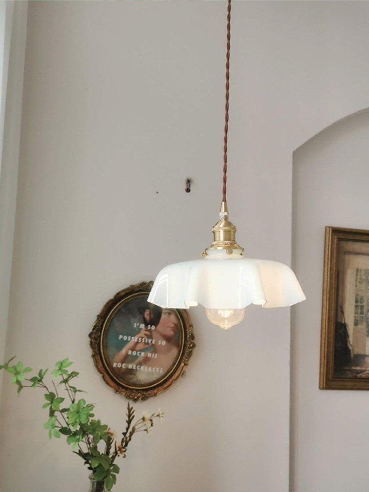 Liorivora lampă suspendată, franceză, cu flori, pentru sufragerie