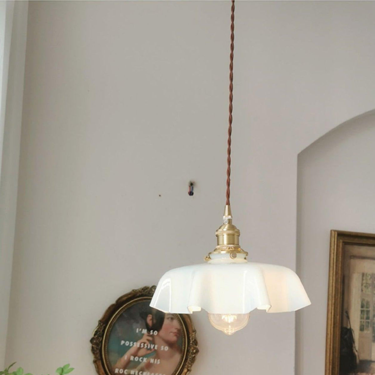Civen lampă suspendată, rustică, cu margine ondulată