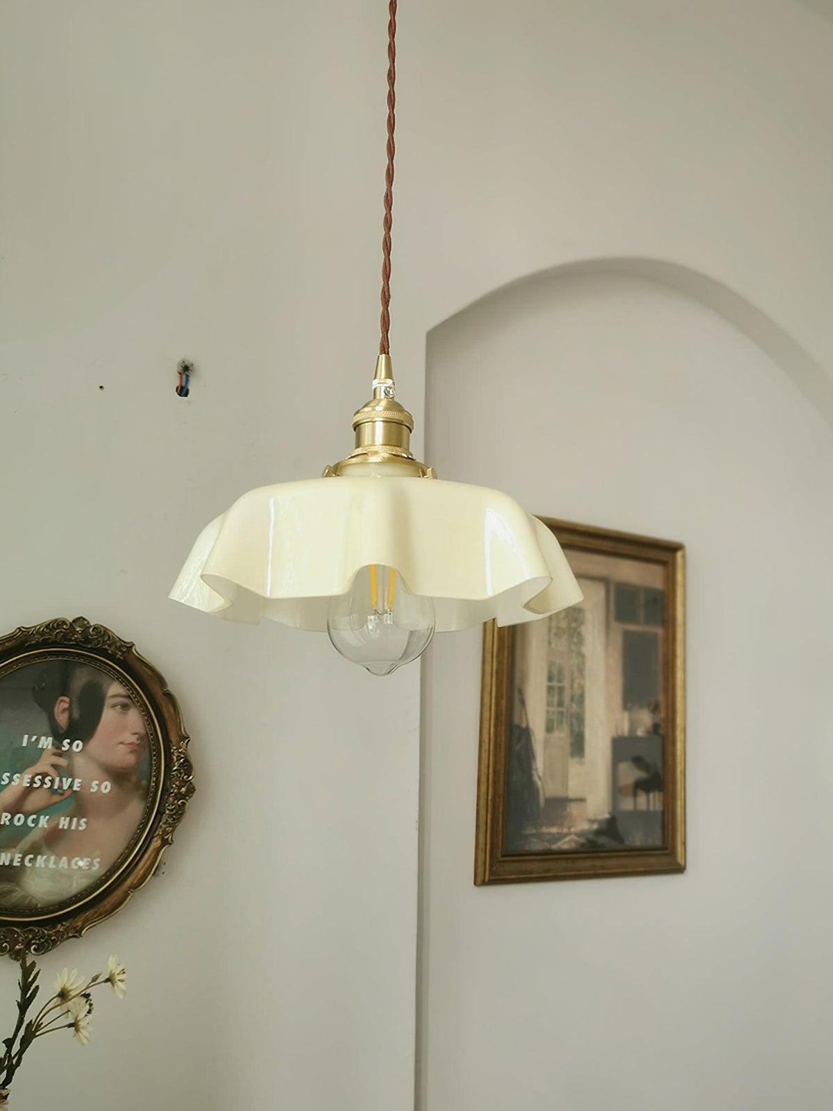Liorivora lampă suspendată, franceză, cu flori, pentru sufragerie