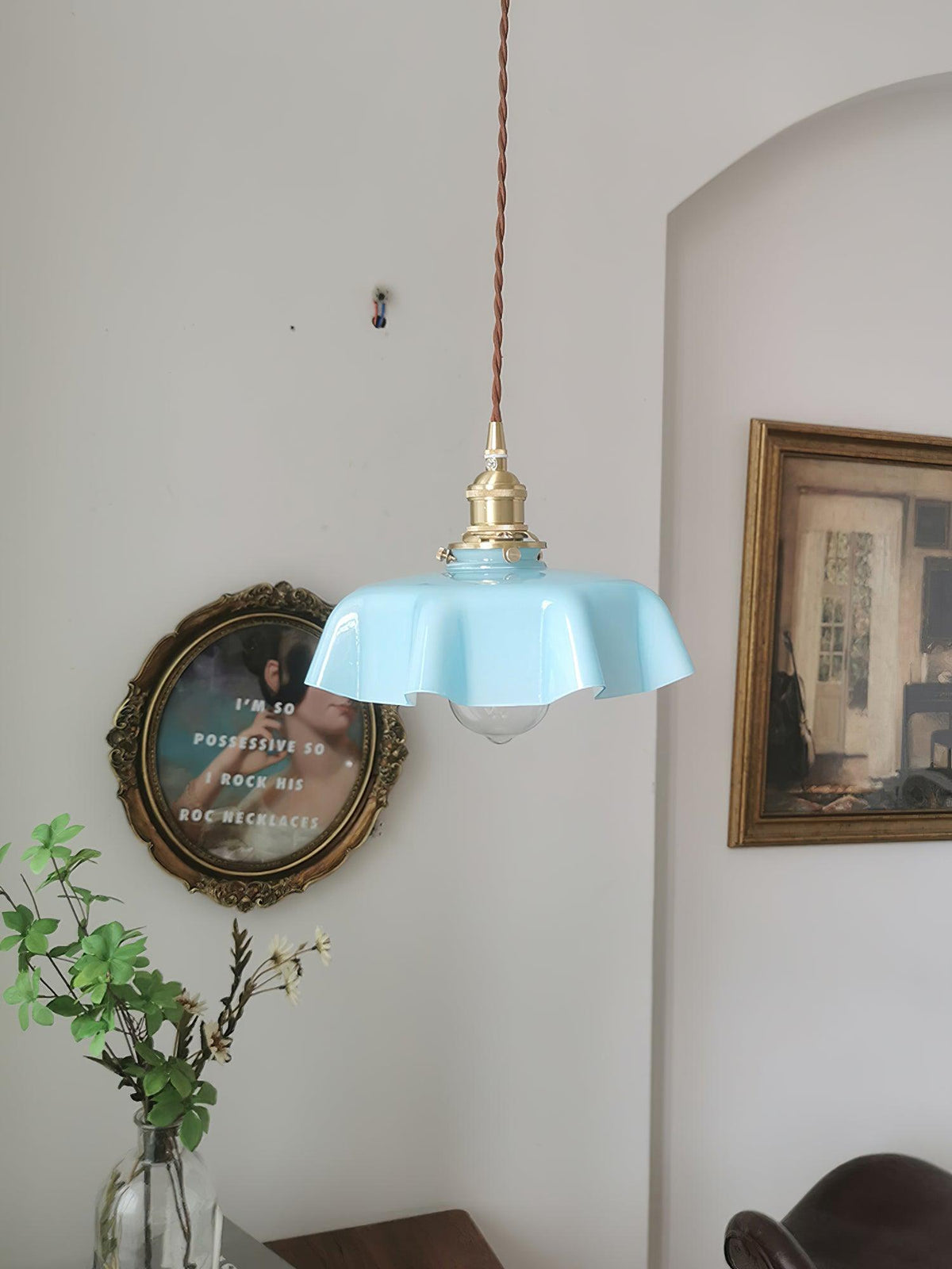 Liorivora lampă suspendată, franceză, cu flori, pentru sufragerie