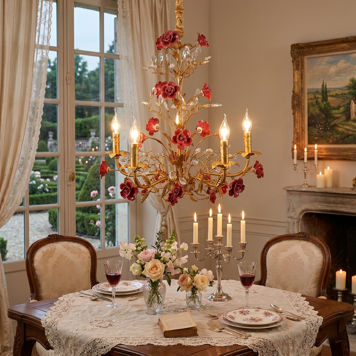Candelabru Ceramic Rose Vine