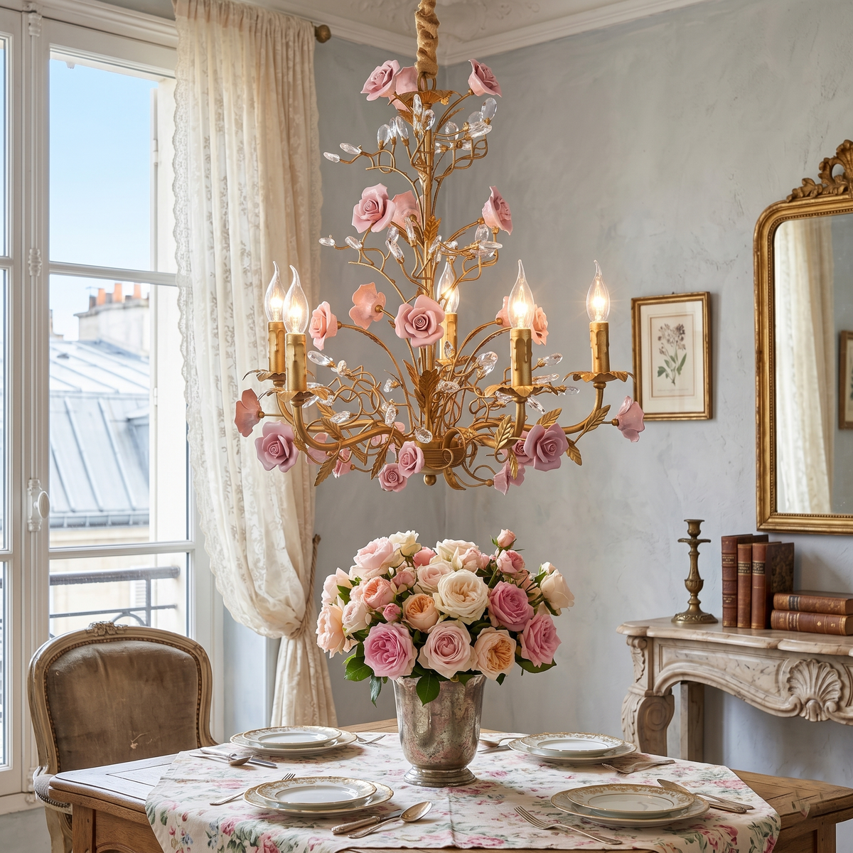 Candelabru Ceramic Rose Vine