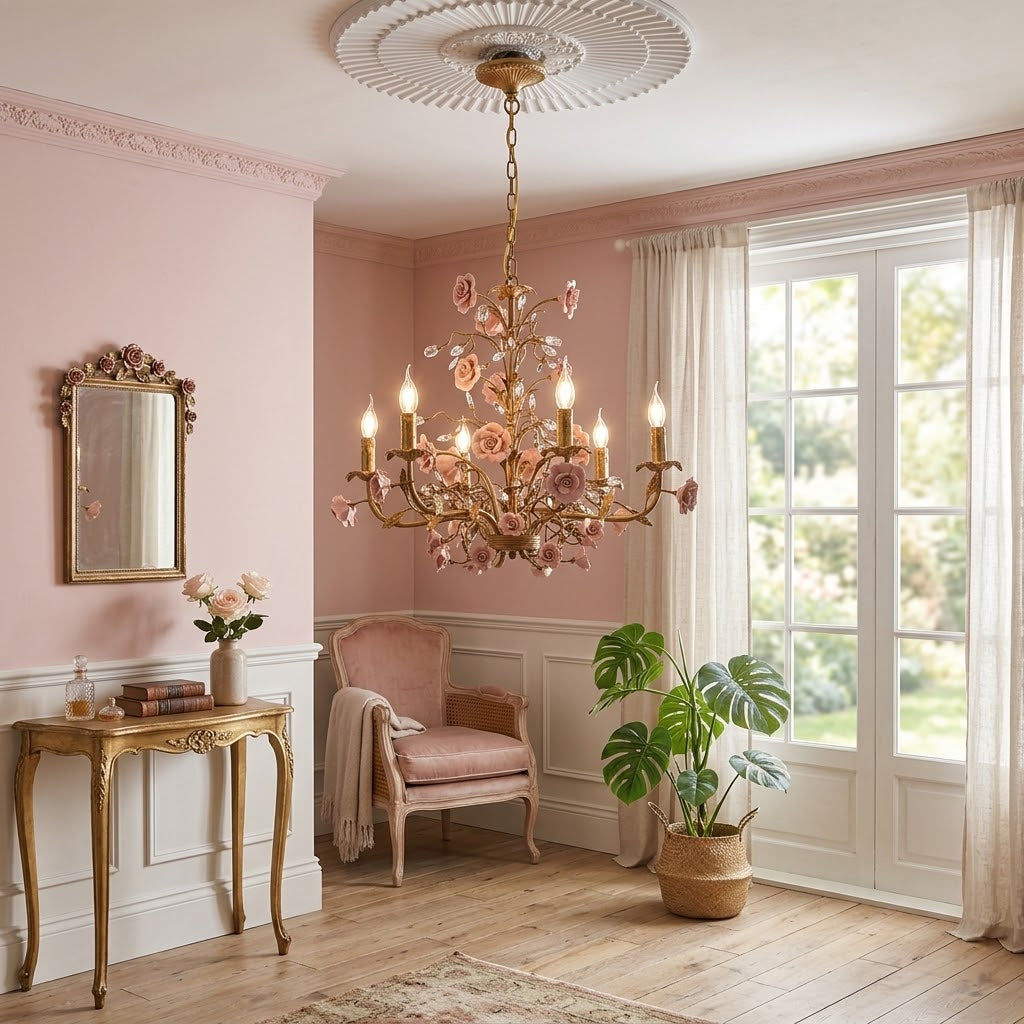 Candelabru Ceramic Rose Vine