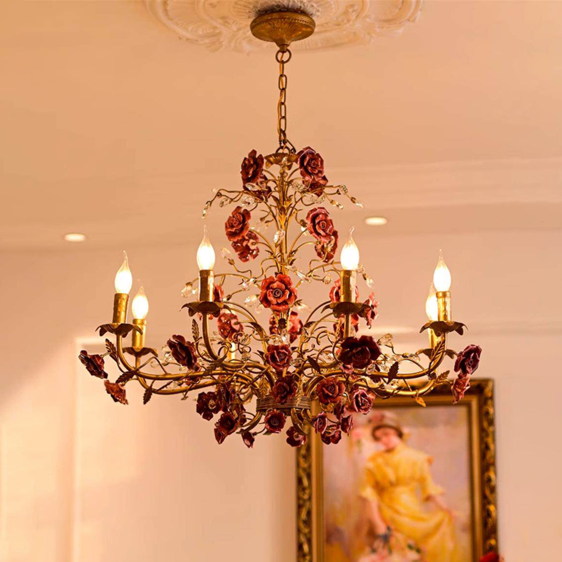 Candelabru Ceramic Rose Vine