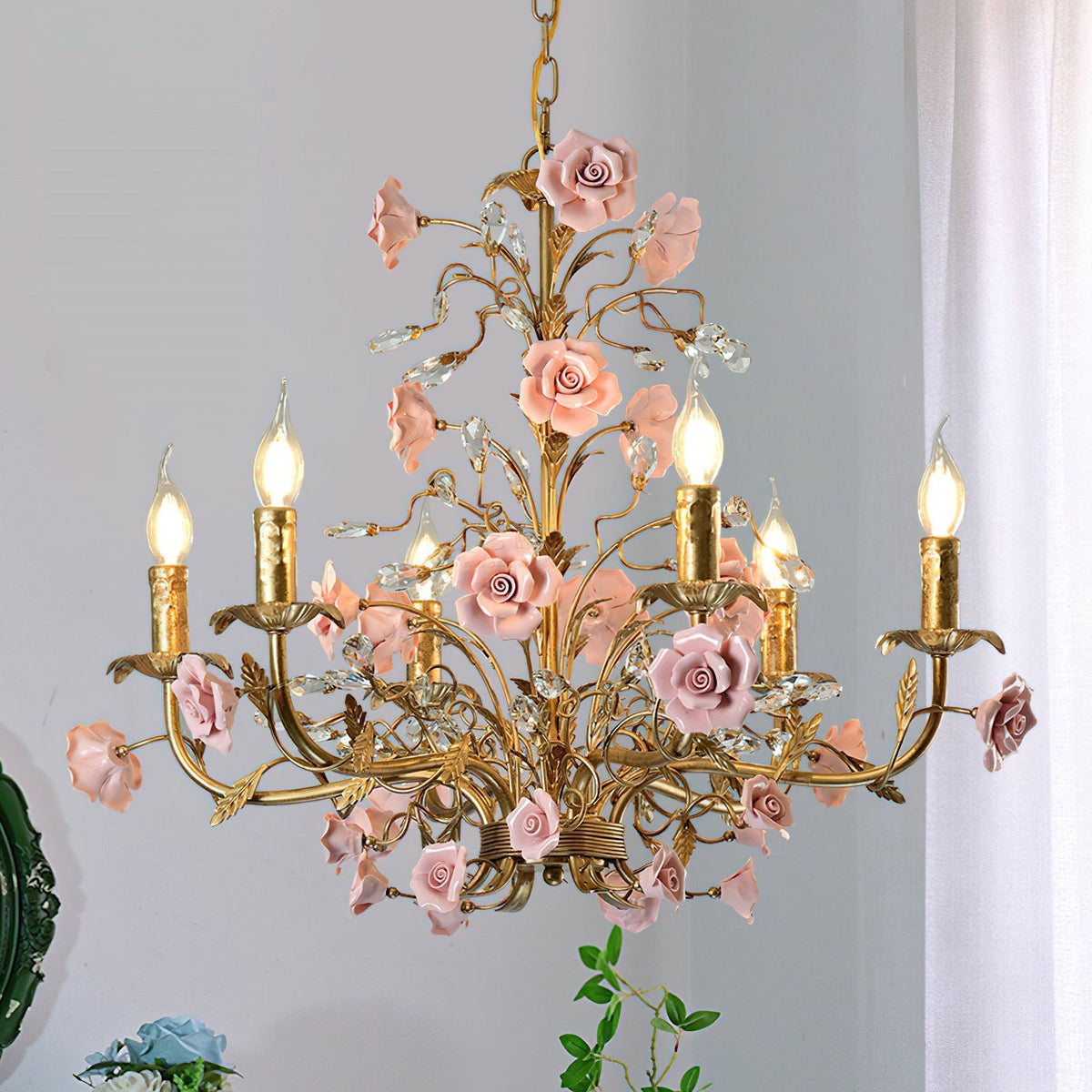 Candelabru Ceramic Rose Vine