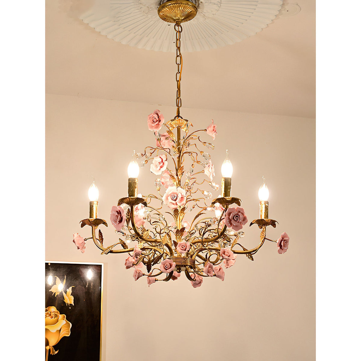 Candelabru Ceramic Rose Vine