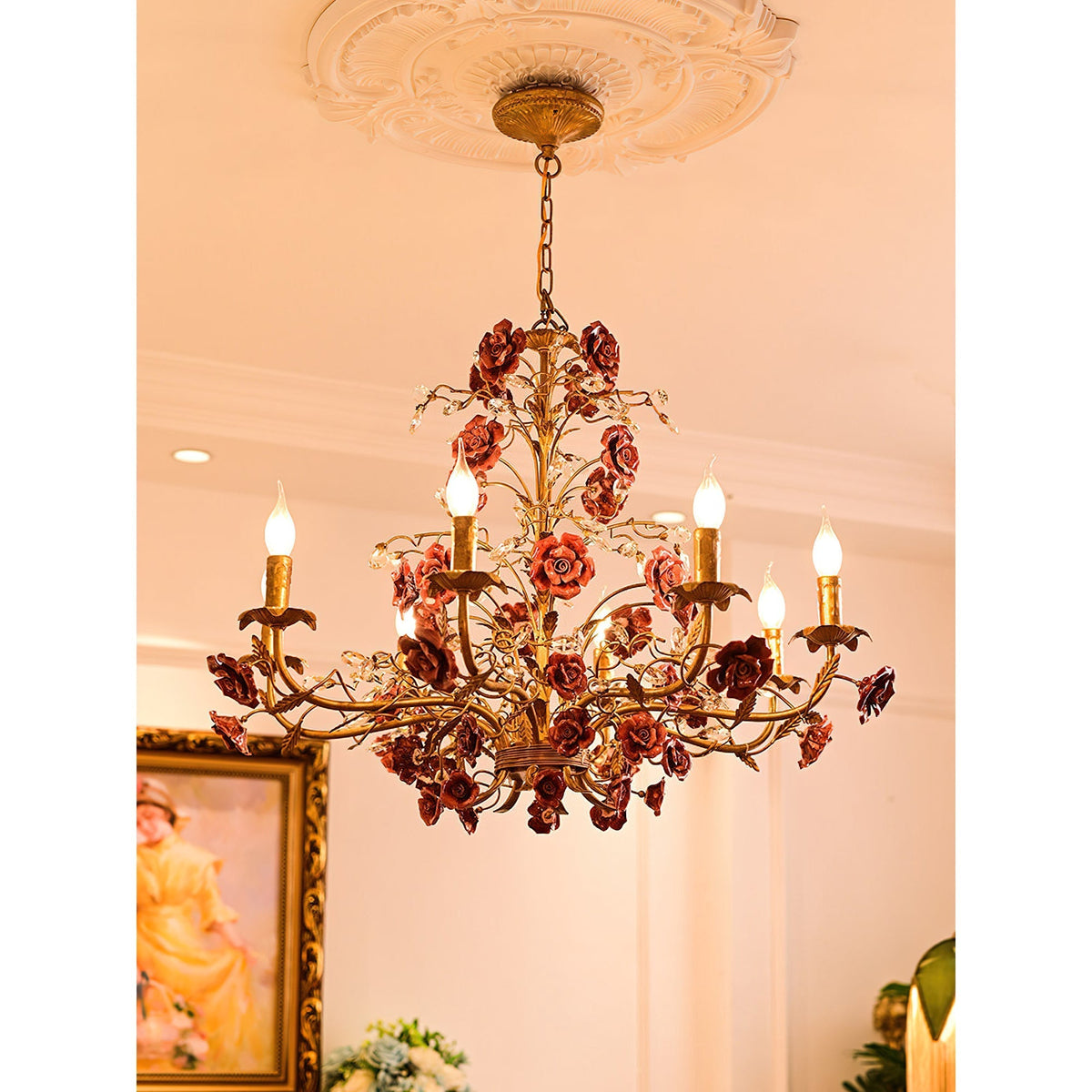 Candelabru Ceramic Rose Vine