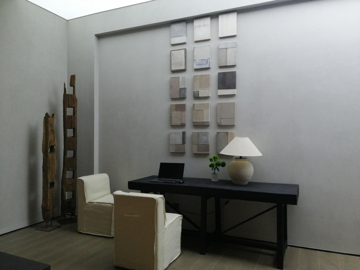 Lumian lampă de masă din material textil și ceramică, rustică