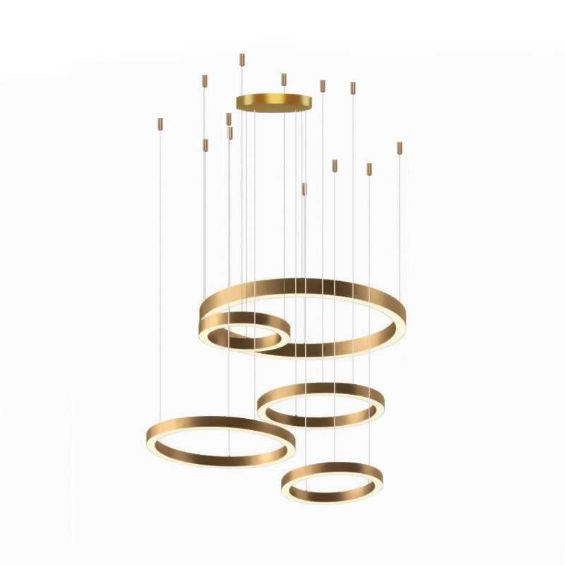 Arisha lampă suspendată LED metal modern Mare cu Inele Multi Reglabilă pentru living/Sufragerie, auriu