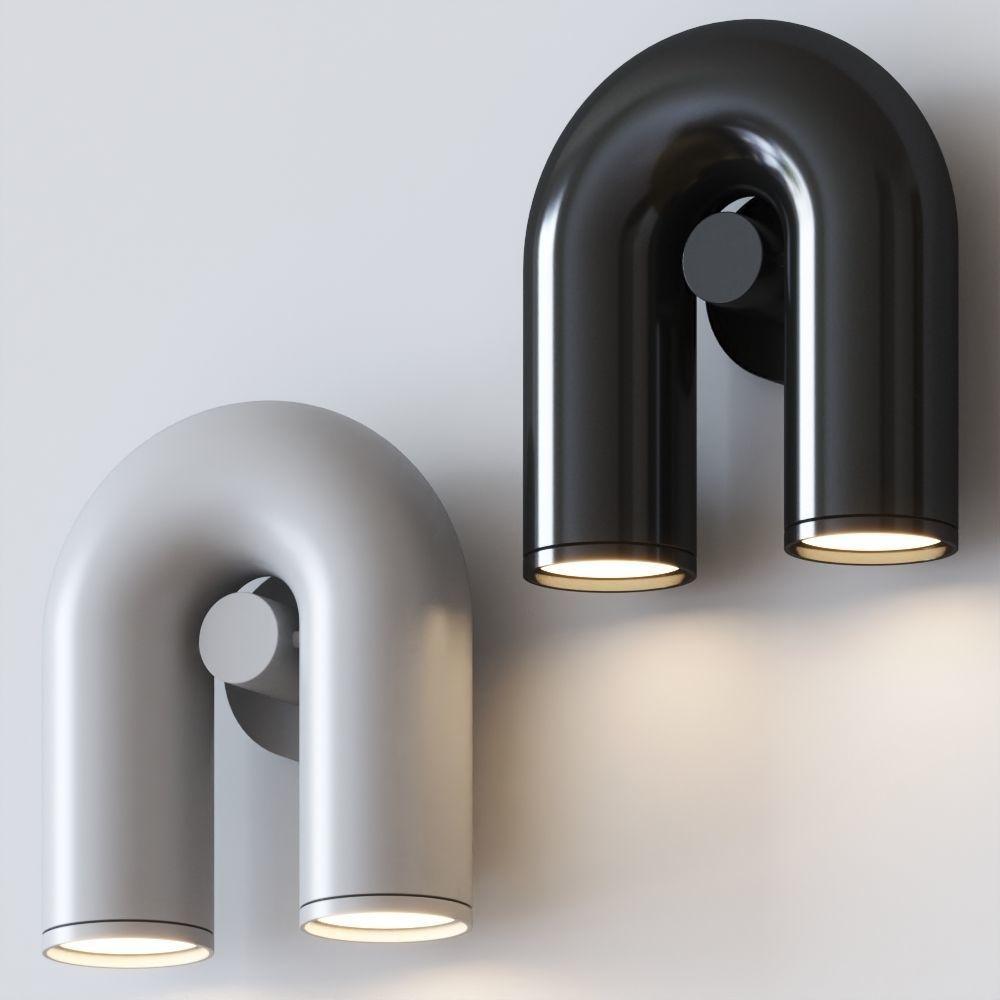 Arisha aplică de perete Design U LED metal, negru/Albastru/Gri/Roșu, dormitor