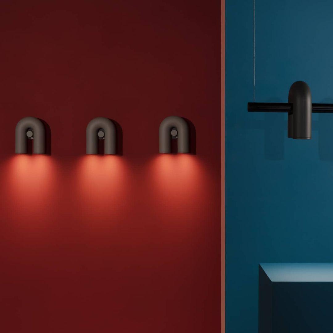 Arisha aplică de perete Design U LED metal, negru/Albastru/Gri/Roșu, dormitor