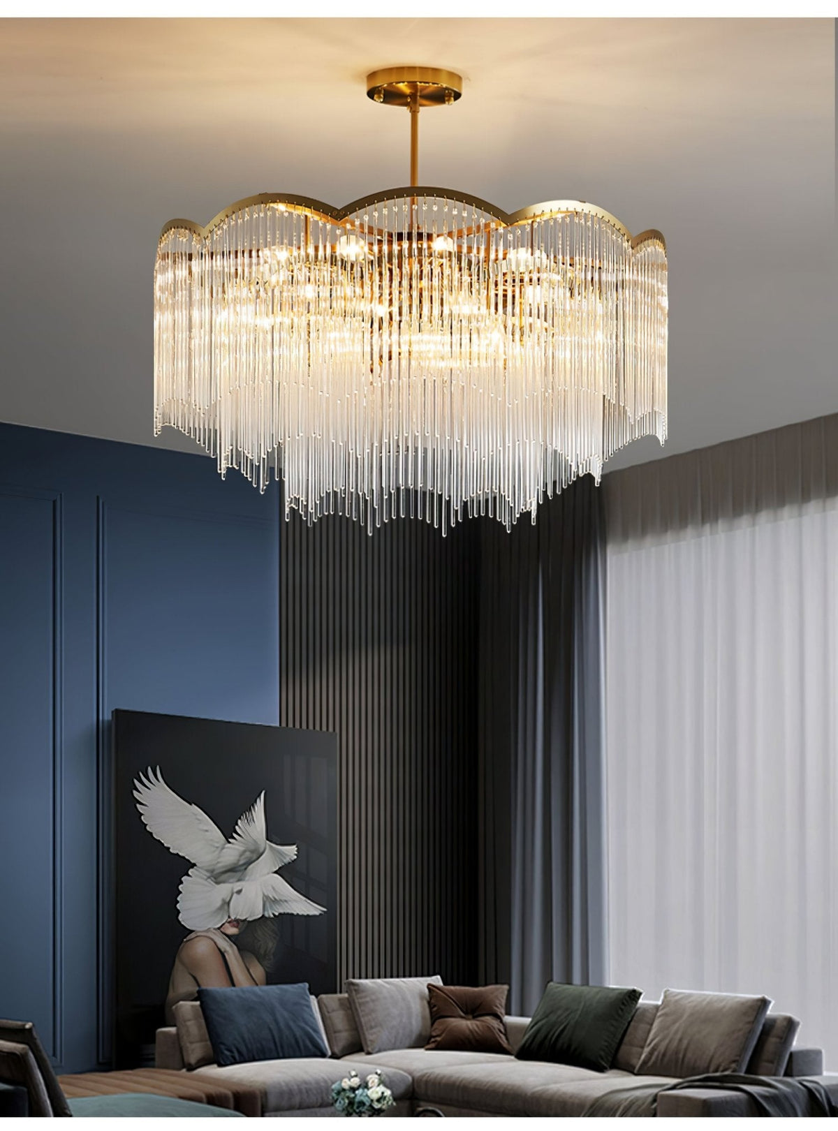 Liorivella candelabru  cu tijă de sticlă în formă de undă
