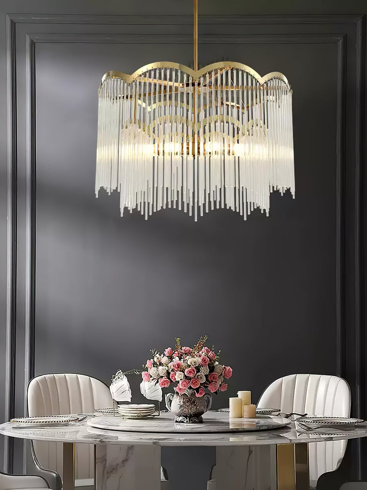 Liorivella candelabru  cu tijă de sticlă în formă de undă