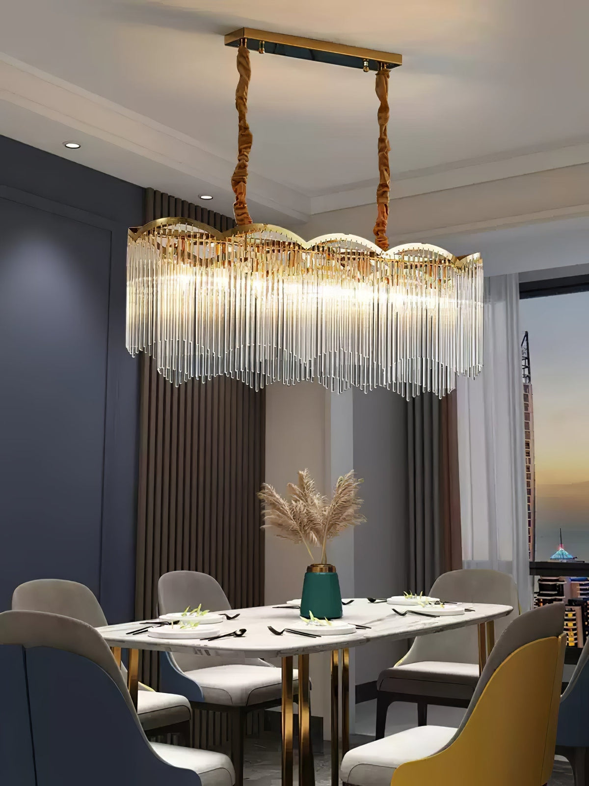 Liorivella candelabru  cu tijă de sticlă în formă de undă