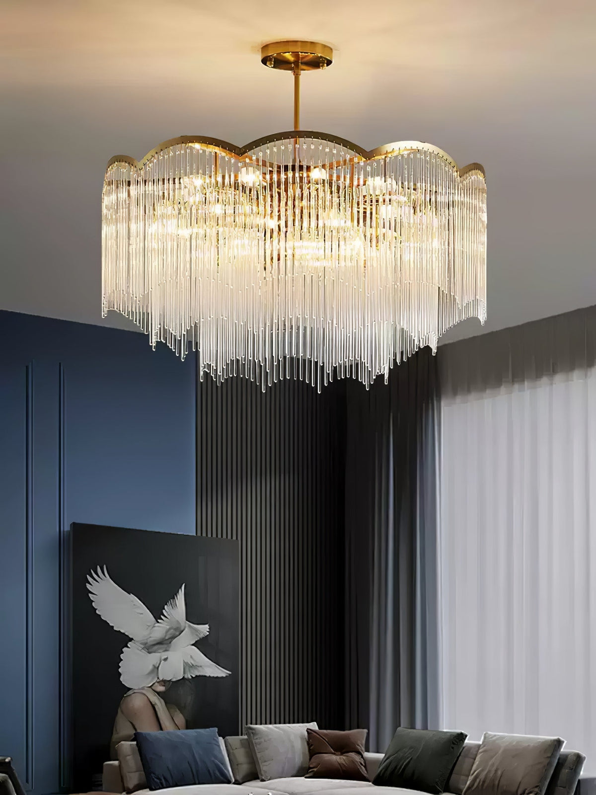 Liorivella candelabru  cu tijă de sticlă în formă de undă