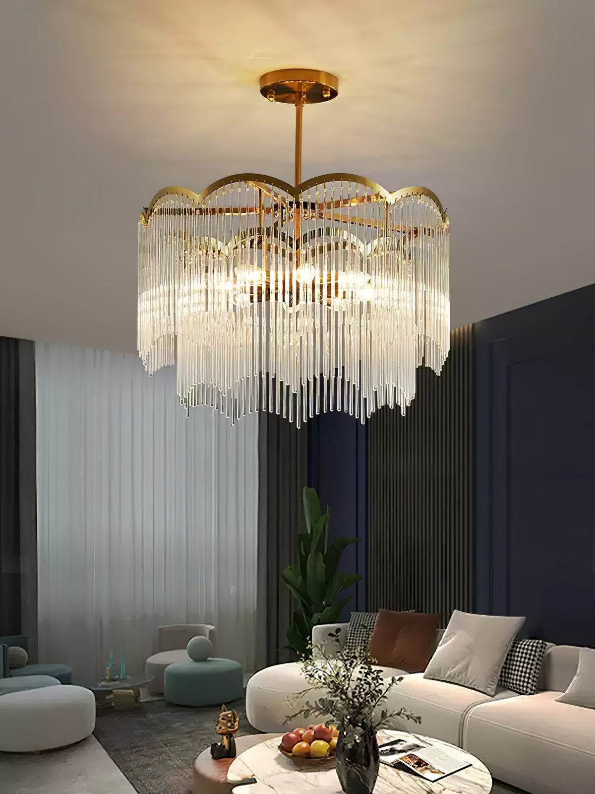 Liorivella candelabru  cu tijă de sticlă în formă de undă