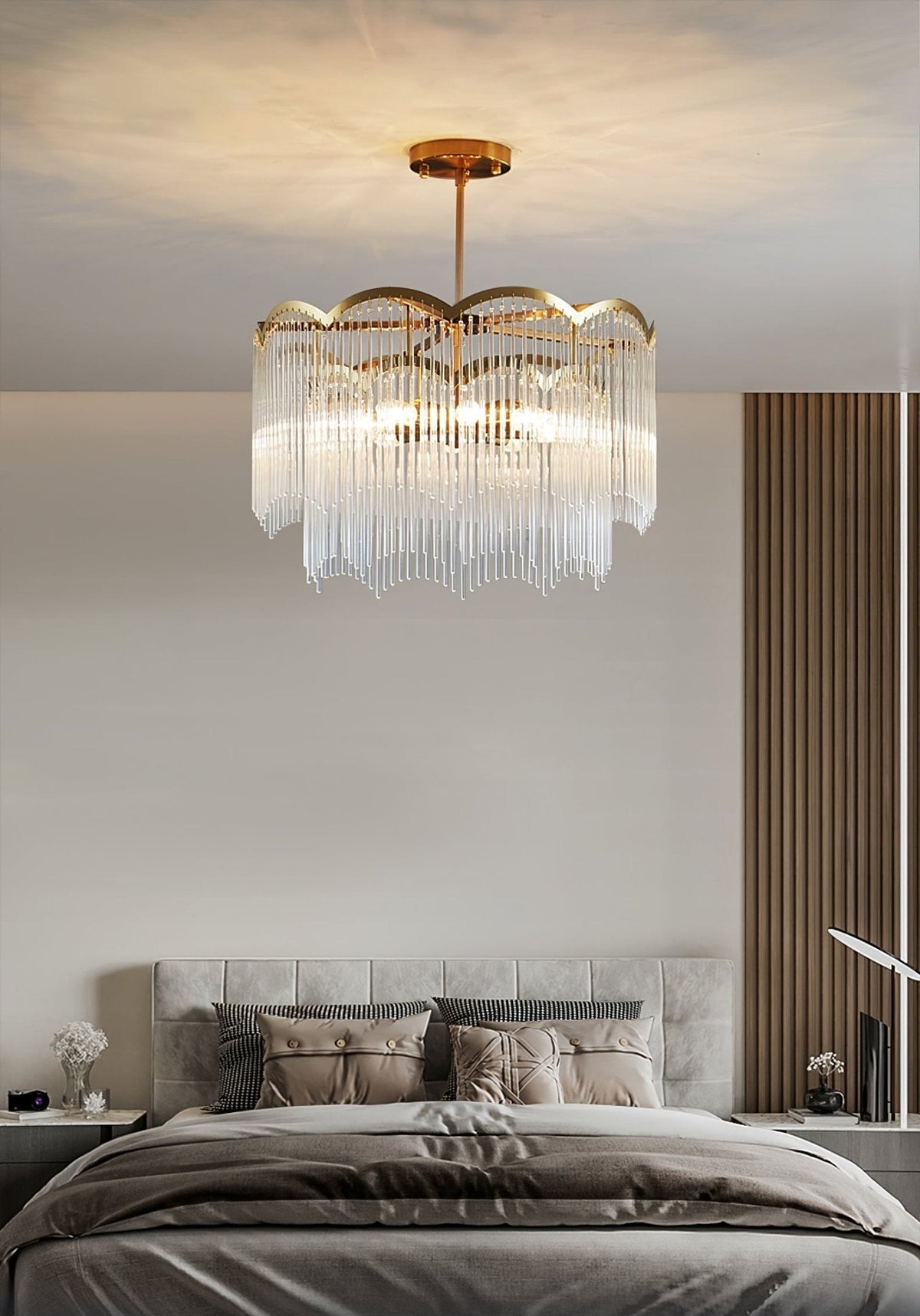 Liorivella candelabru  cu tijă de sticlă în formă de undă