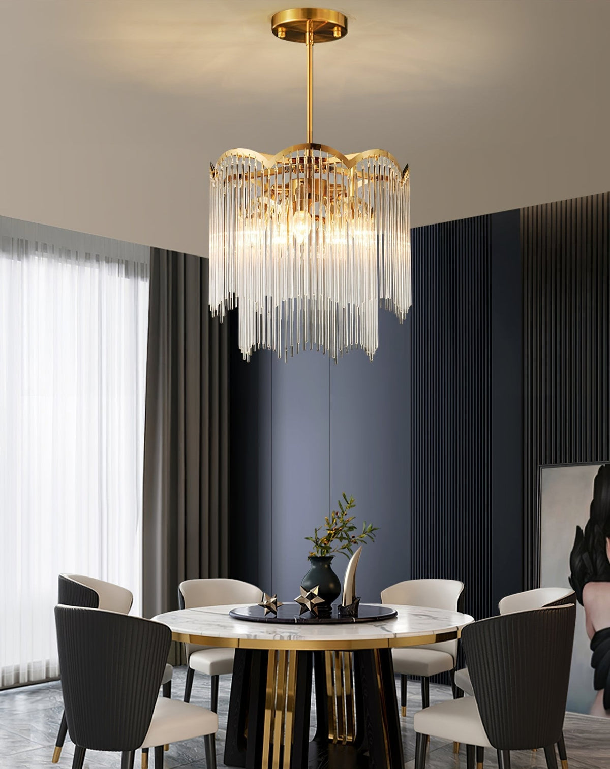 Liorivella candelabru  cu tijă de sticlă în formă de undă