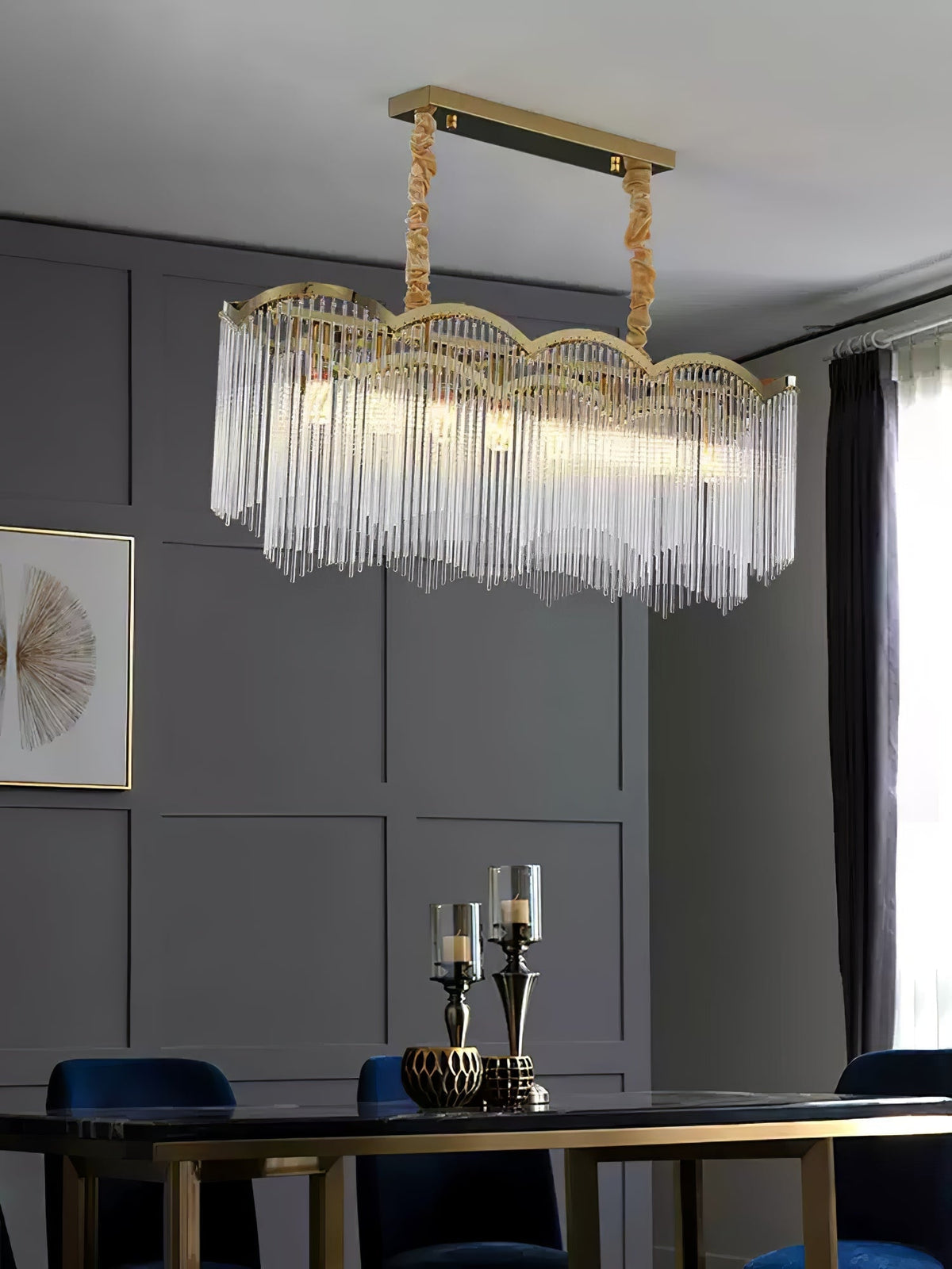 Liorivella candelabru  cu tijă de sticlă în formă de undă