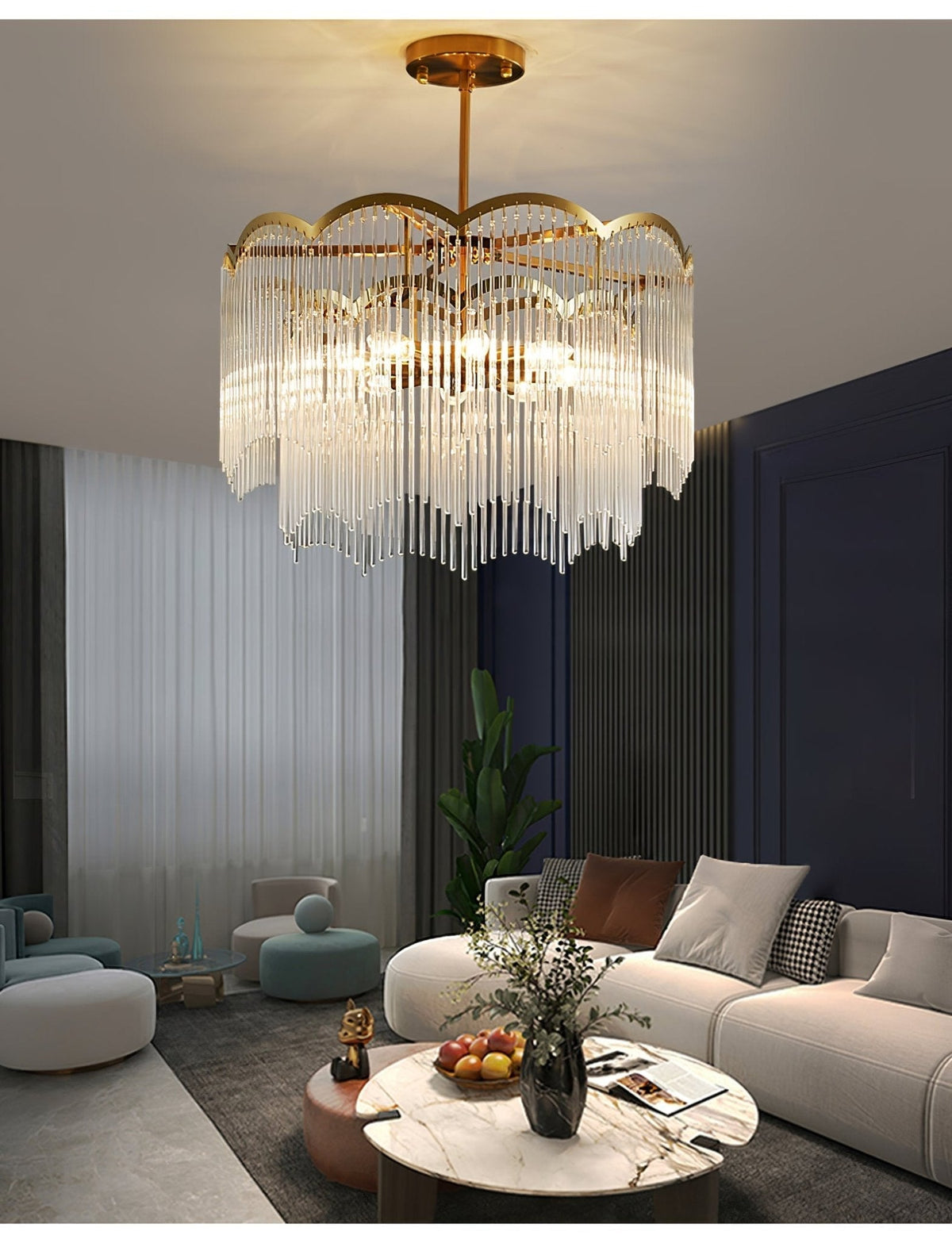 Liorivella candelabru  cu tijă de sticlă în formă de undă