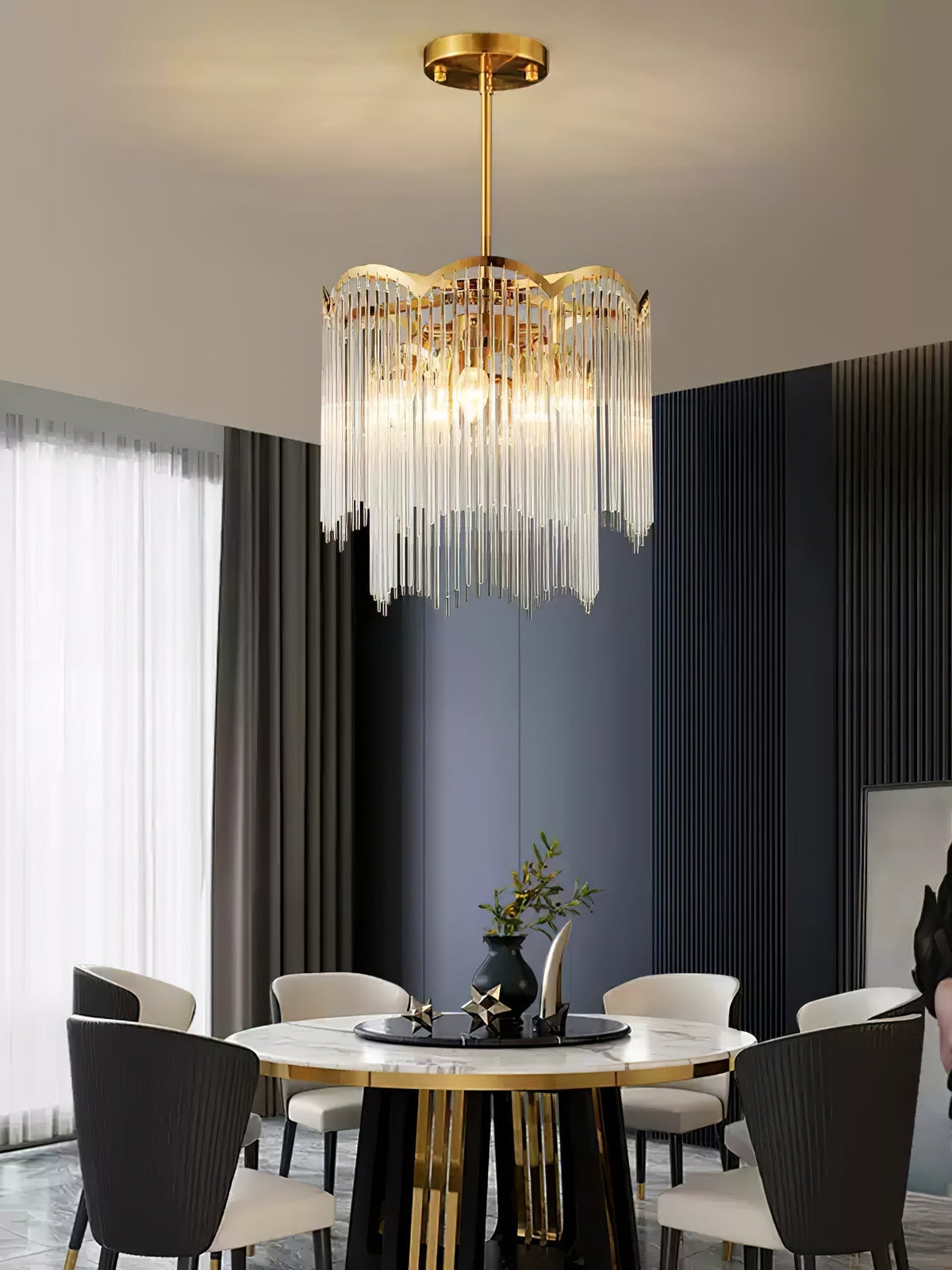 Liorivella candelabru  cu tijă de sticlă în formă de undă