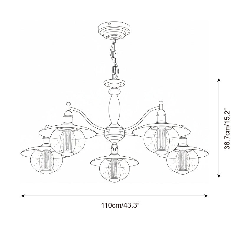 Velaleon candelabru, cu glob