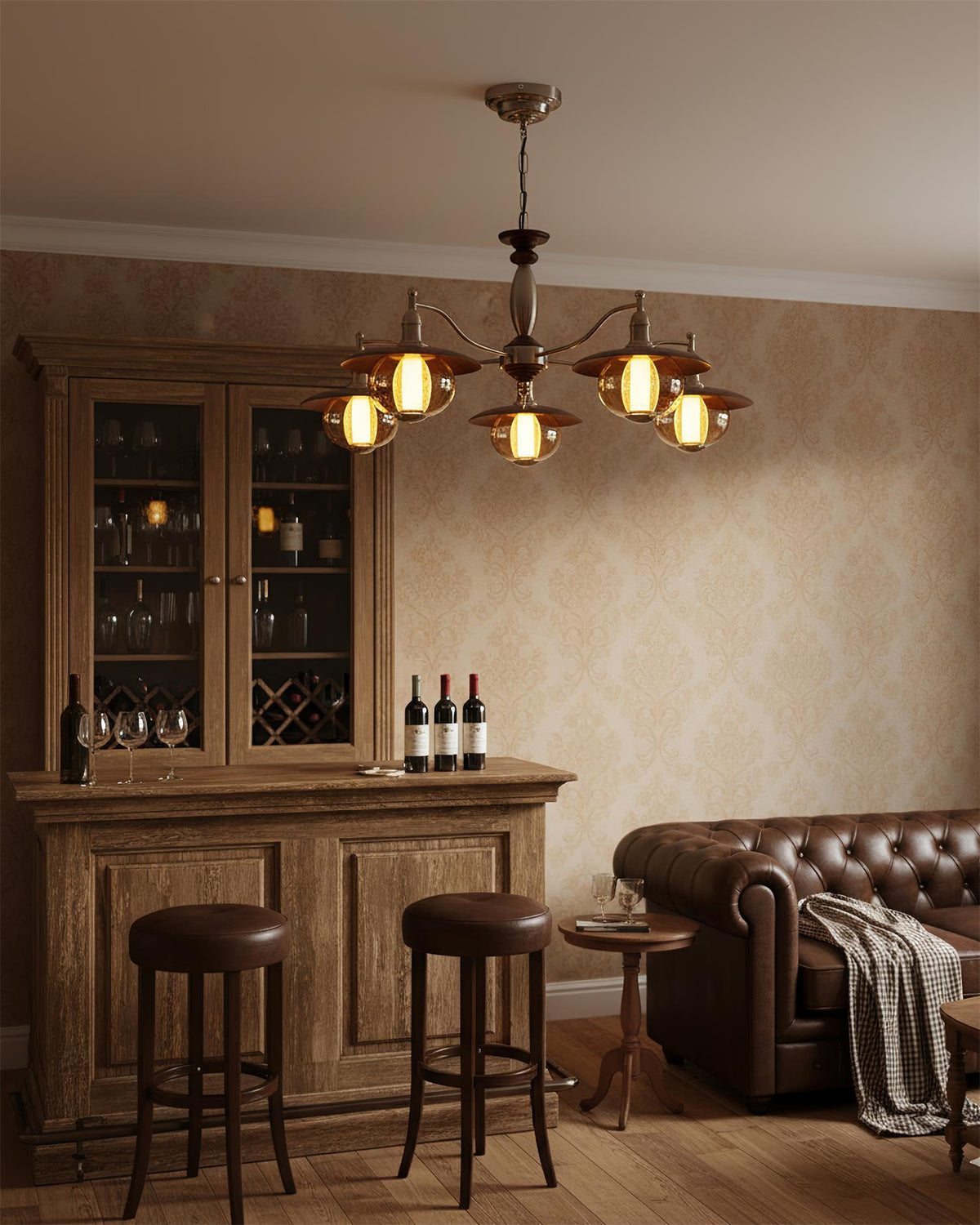 Velaleon candelabru, cu glob