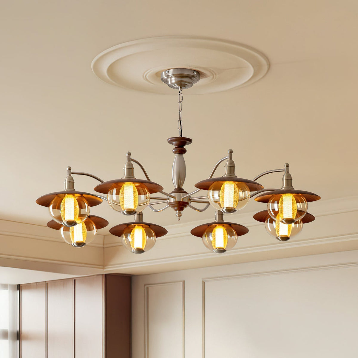 Velaleon candelabru, cu glob