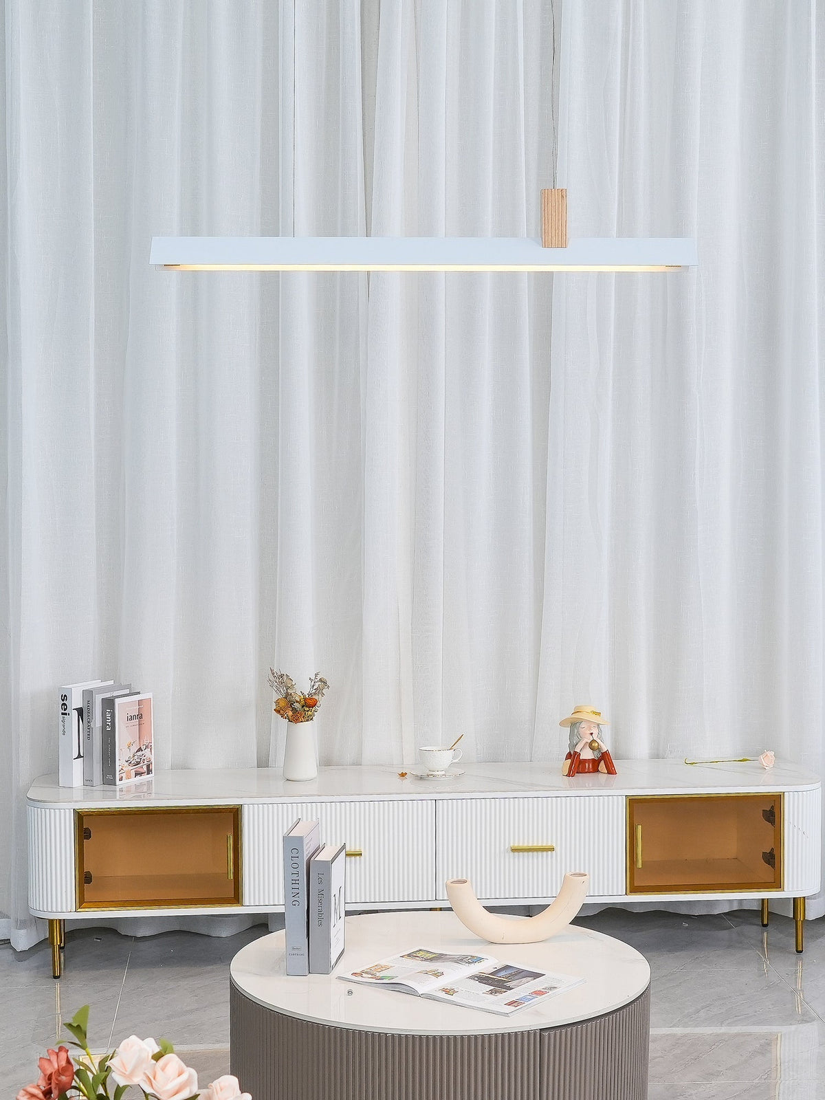 Linea lampă suspendată minimalistă din lemn