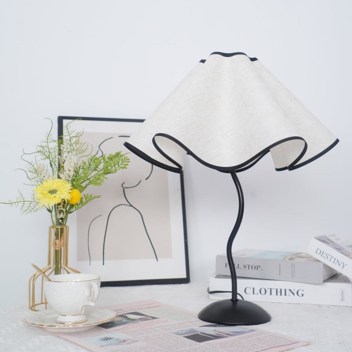 Luminova lampă de masă artistică cu abajur textil