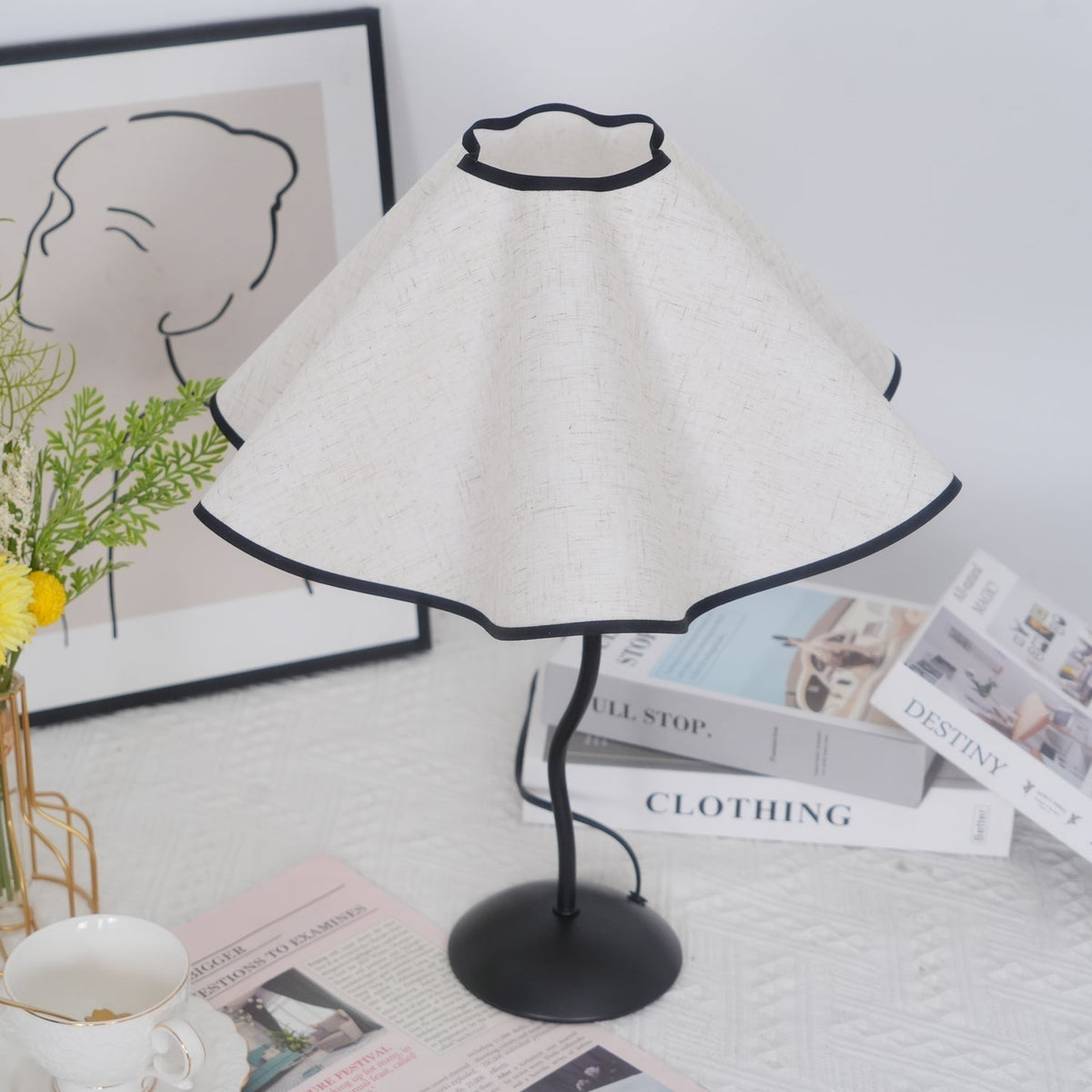 Luminova lampă de masă artistică cu abajur textil