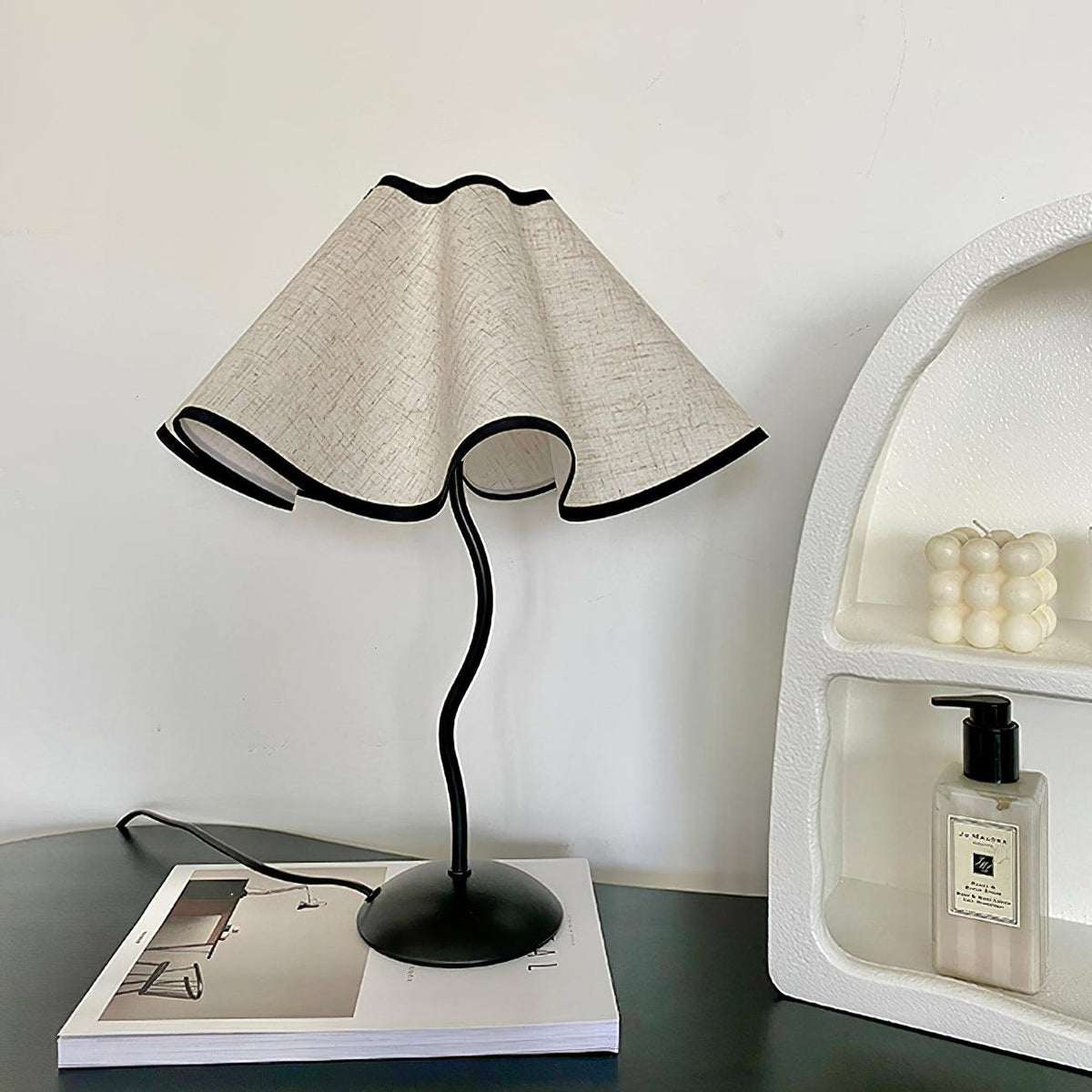 Luminova lampă de masă artistică cu abajur textil