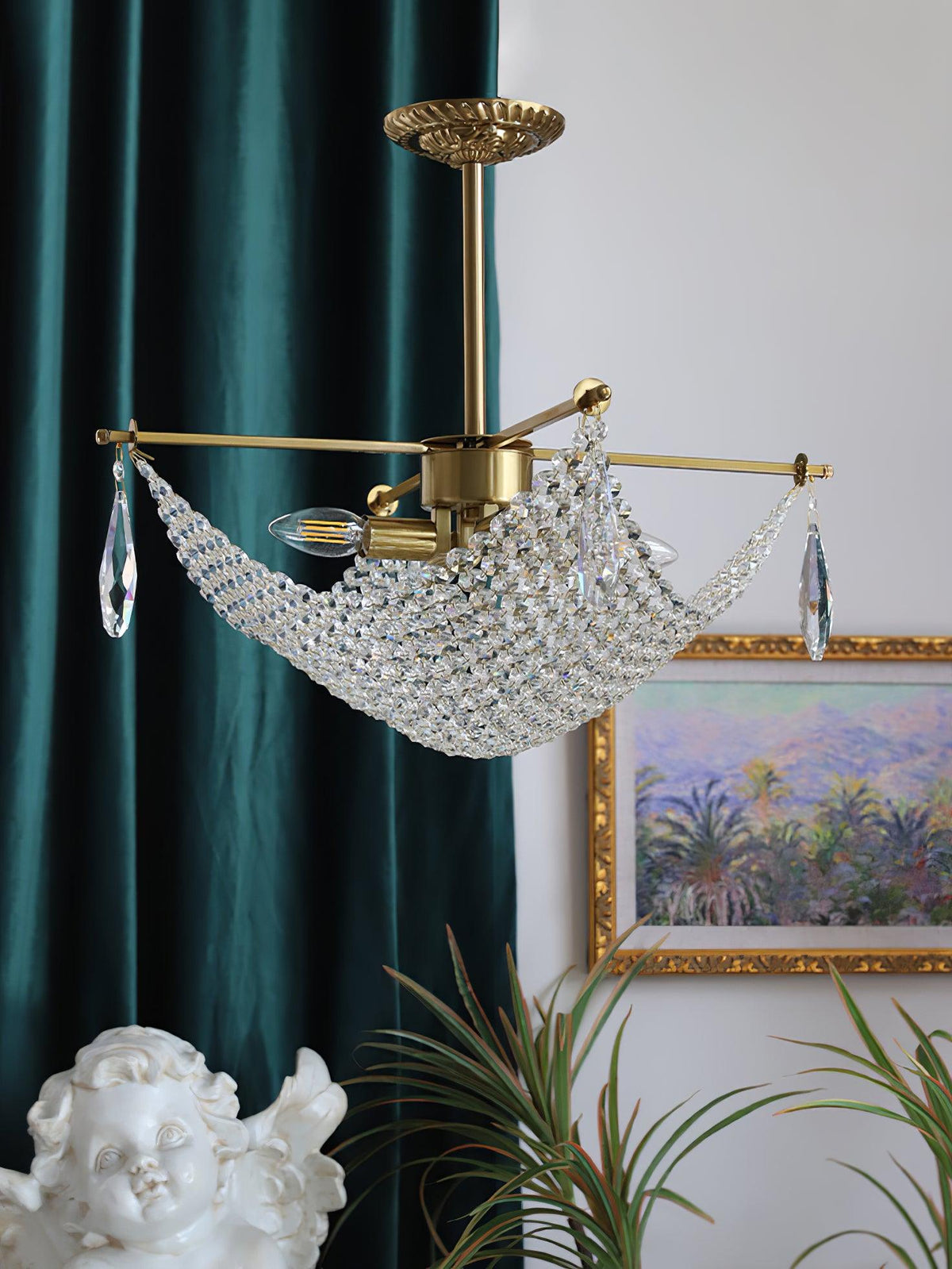 Cilune candelabru cu șiruri din cristal octogonal și cristal