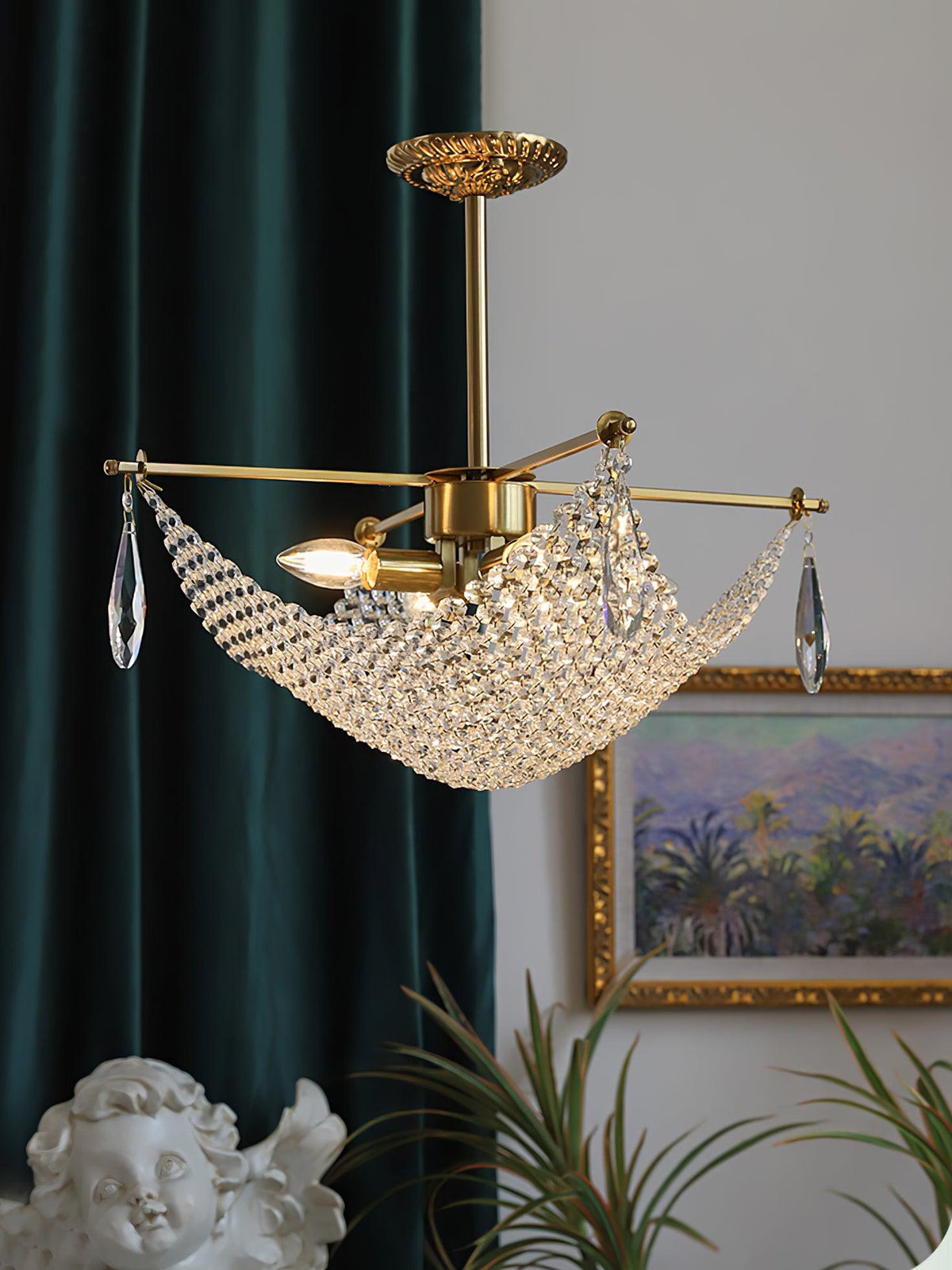 Cilune candelabru cu șiruri din cristal octogonal și cristal