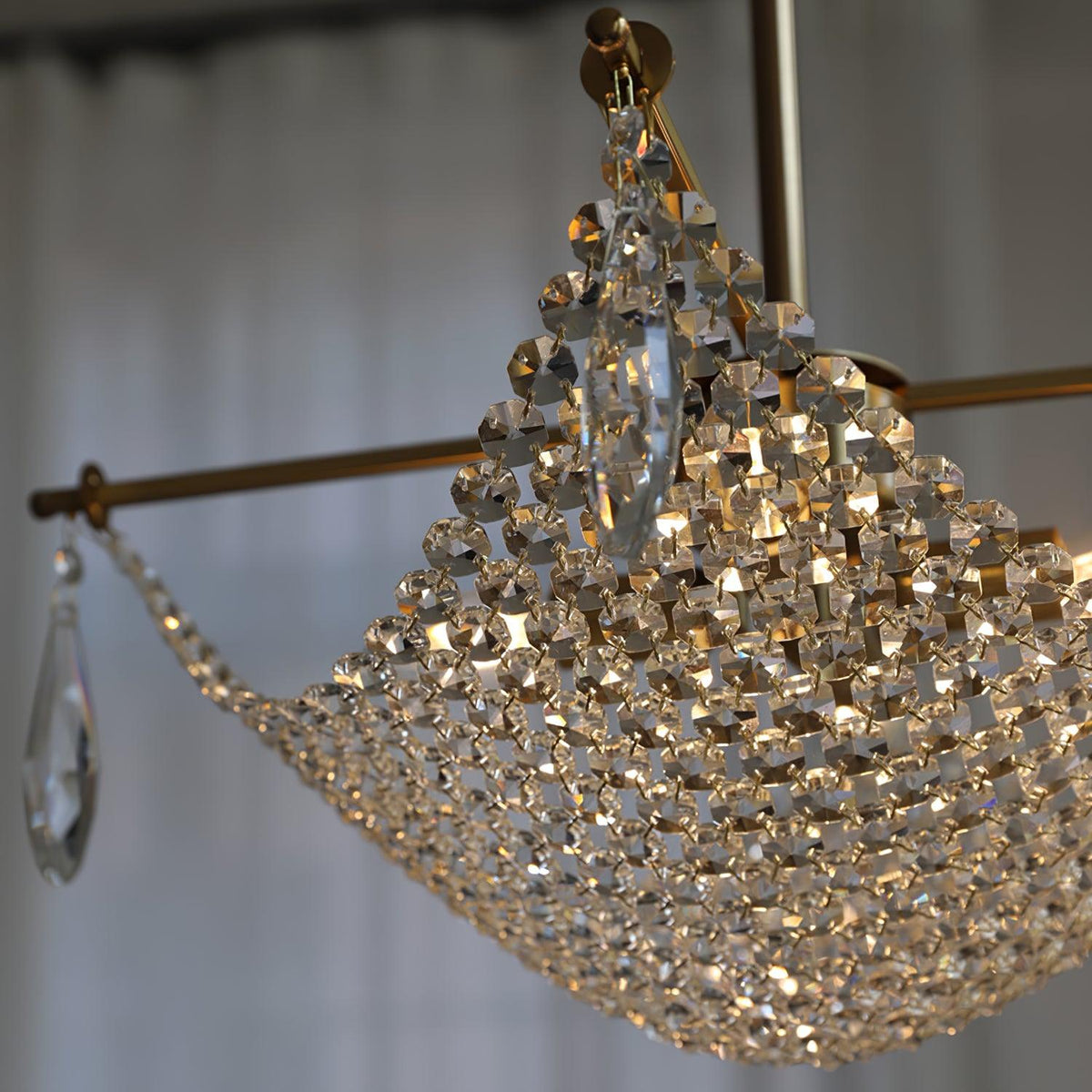 Cilune candelabru cu șiruri din cristal octogonal și cristal