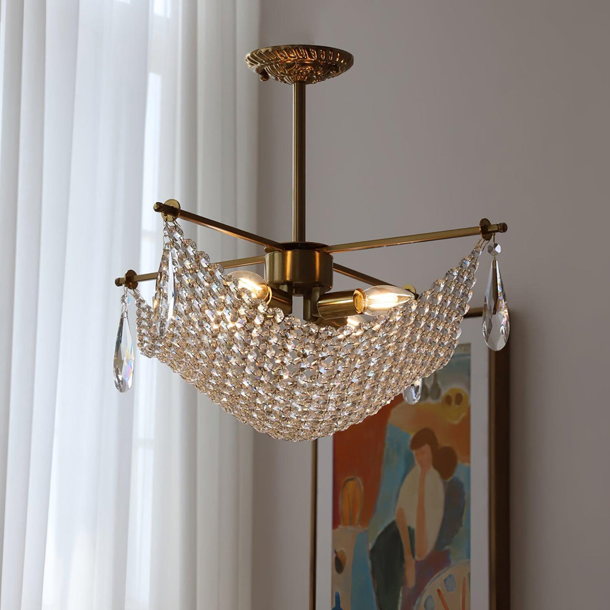 Cilune candelabru cu șiruri din cristal octogonal și cristal
