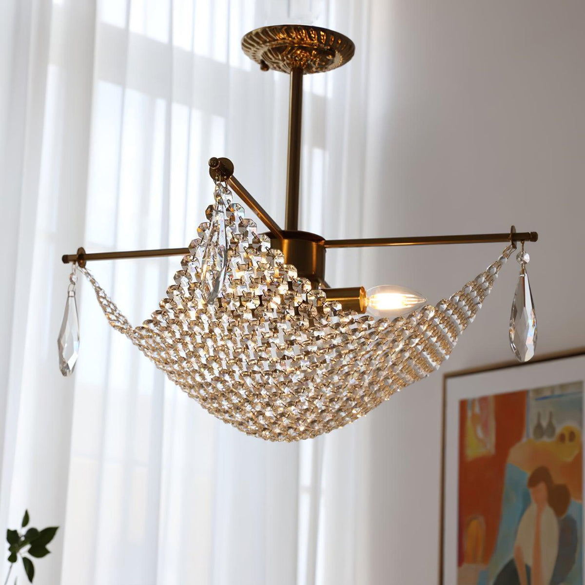 Cilune candelabru cu șiruri din cristal octogonal și cristal