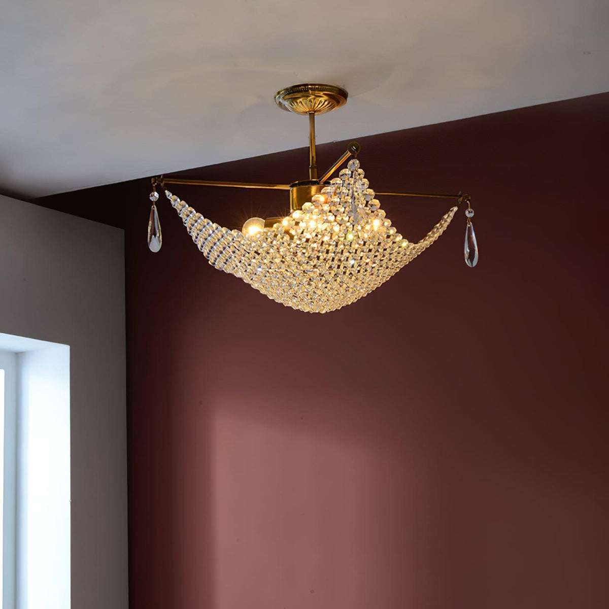 Cilune candelabru cu șiruri din cristal octogonal și cristal