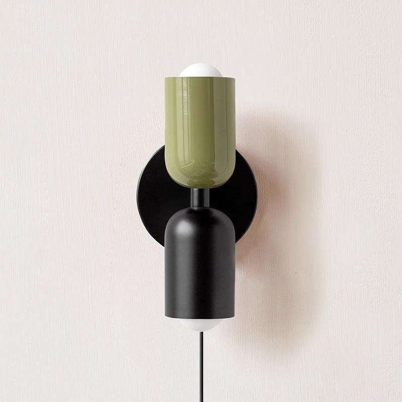 Teriielle aplică de perete verde și neagră, minimalistă, cu ștecher