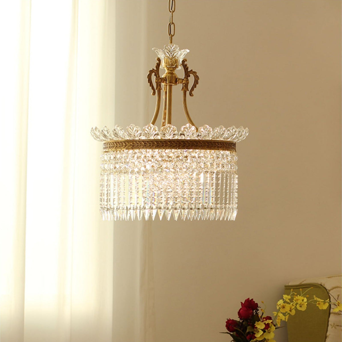 Xelra candelabru din alamă și cristal