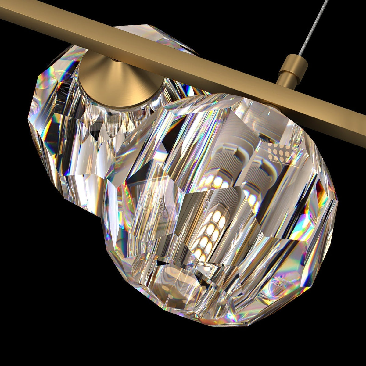 Valentina lampă suspendată modernă LED liniară lungă metal alama cu globuri din sticlă de cristal pentru living/sufragerie