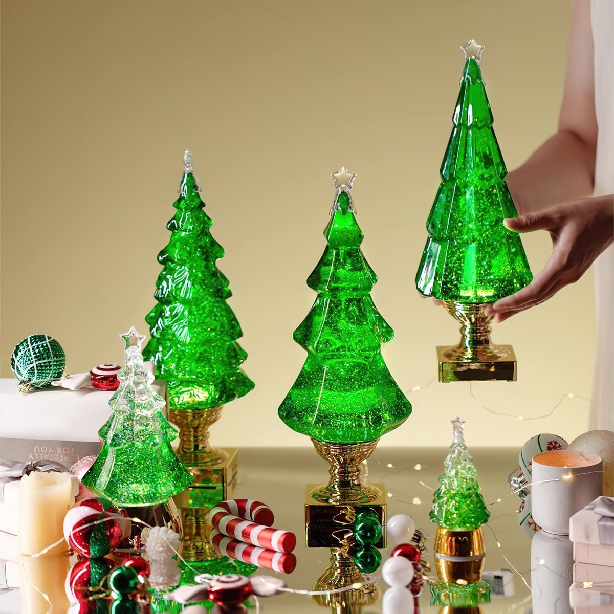 Lampă de masă cristal pentru brad (cu baterie integrată)