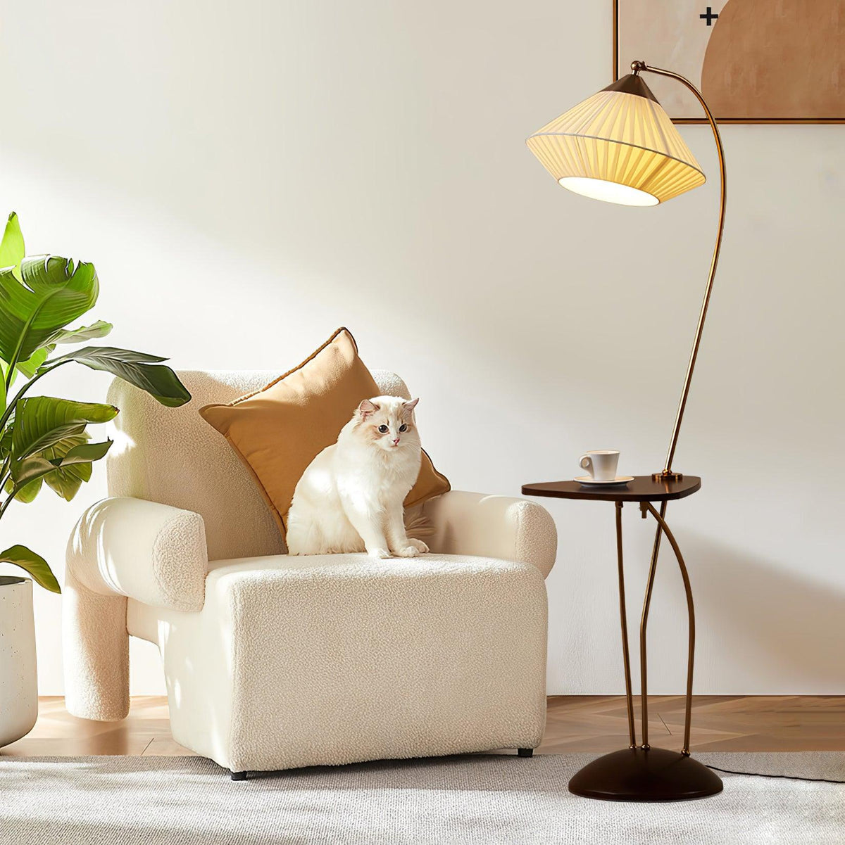 Raviq lampadar vintage cu abajur textil