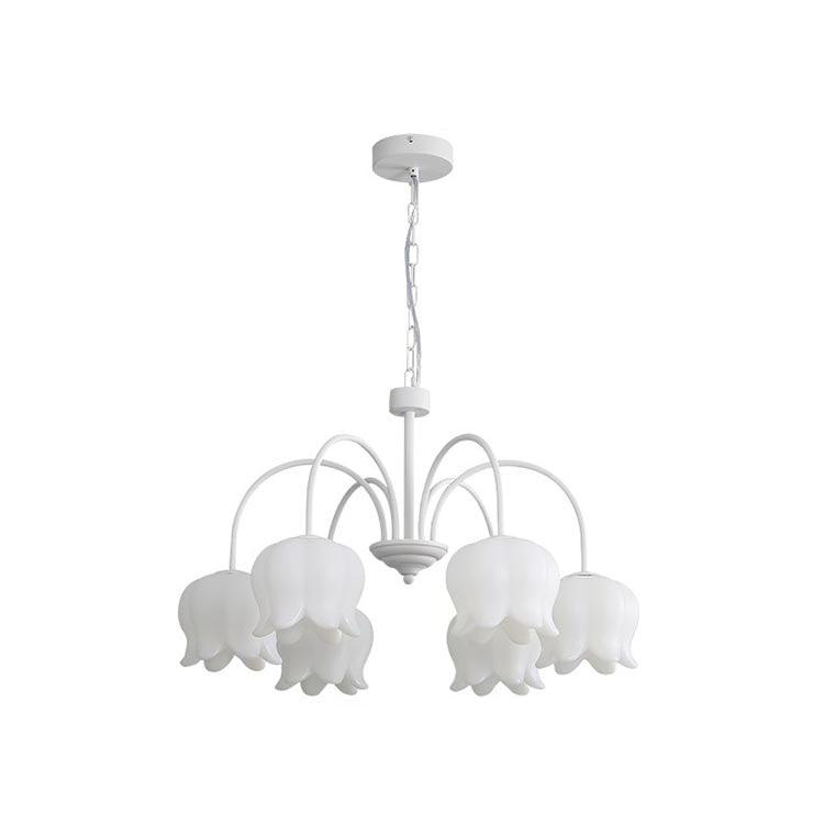 Veleissa candelabru alb, elegant, în formă de clopot, cu abajur, curbat, cu braț, floral